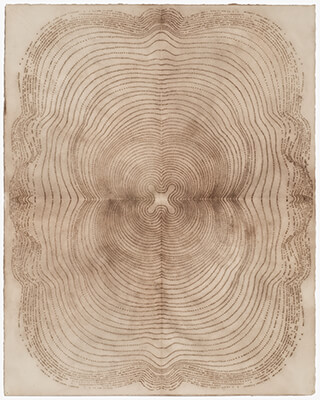 pigment on paper, Concentric Shape 54 by Mary Judge.