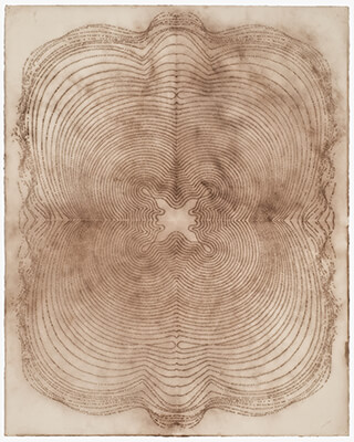 pigment on paper, Concentric Shape 28 by Mary Judge.