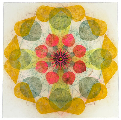 pigment on paper, Klara's Sun by Mary Judge.