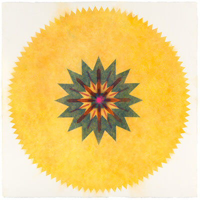 pigment on paper, Popflower 30 by Mary Judge.