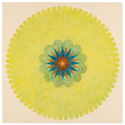 pigment on paper, Popflower 44 by Mary Judge.