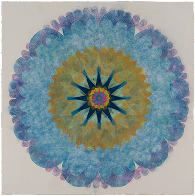 pigment on paper, Popflower 63 by Mary Judge.