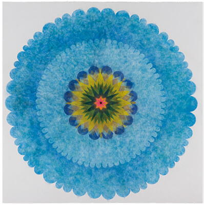 pigment on paper, Popflower by Mary Judge.