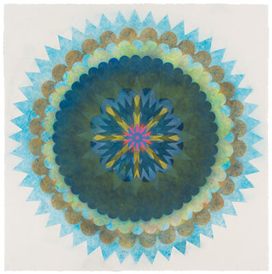 pigment on paper, Popflower by Mary Judge.