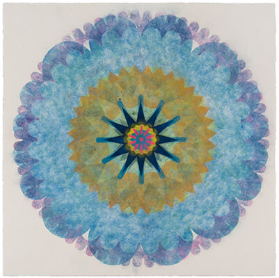 pigment on paper, Popflower by Mary Judge.