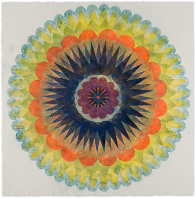 pigment on paper, Popflower by Mary Judge.