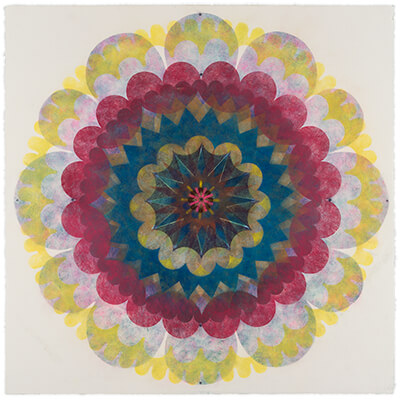 pigment on paper, Popflower by Mary Judge.