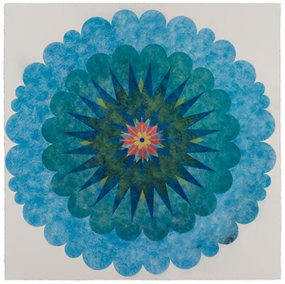 pigment on paper, Popflower by Mary Judge.