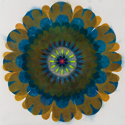 pigment on paper, Popflower by Mary Judge.