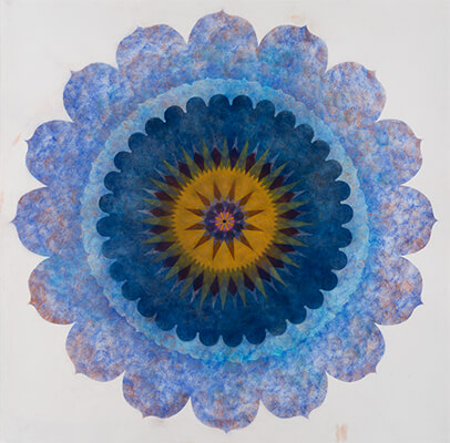 pigment on paper, Popflower by Mary Judge.