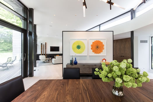 Pop Flowers by Mary Judge installed in private residence designed by Amanda Martocchio Architecture + Design LLC, Photo credit: Shaun Gotterbarn