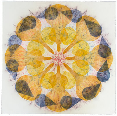 pigment on paper, Red Thread by Mary Judge.