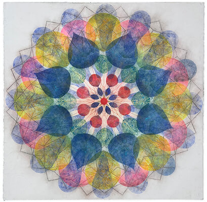 pigment on paper, Watermill Pinwheel 05 by Mary Judge.