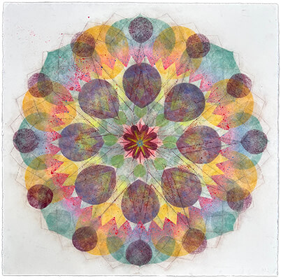 pigment on paper, Watermill Pinwheel 04 by Mary Judge.